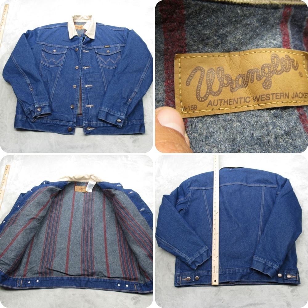 Wrangler Denim Jacket Mens XL‎ Blue Blanket Lined Rugged Pockets Western VTG